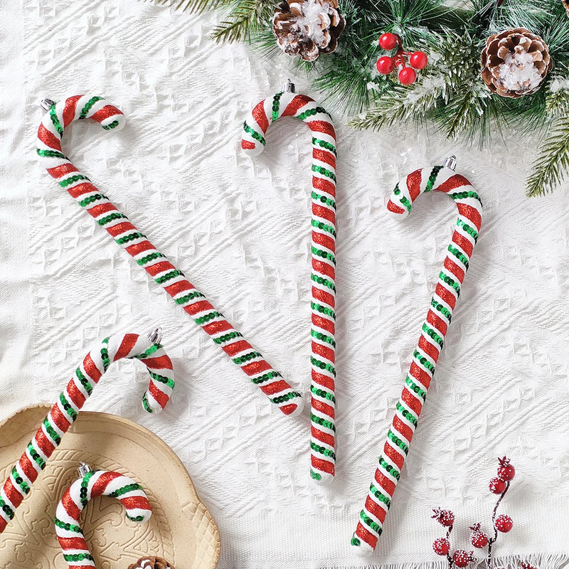 Enfeites de árvore de Natal em formato de doces, tamanho grande, bastões de doces pendurados, bolas de árvore de pirulito