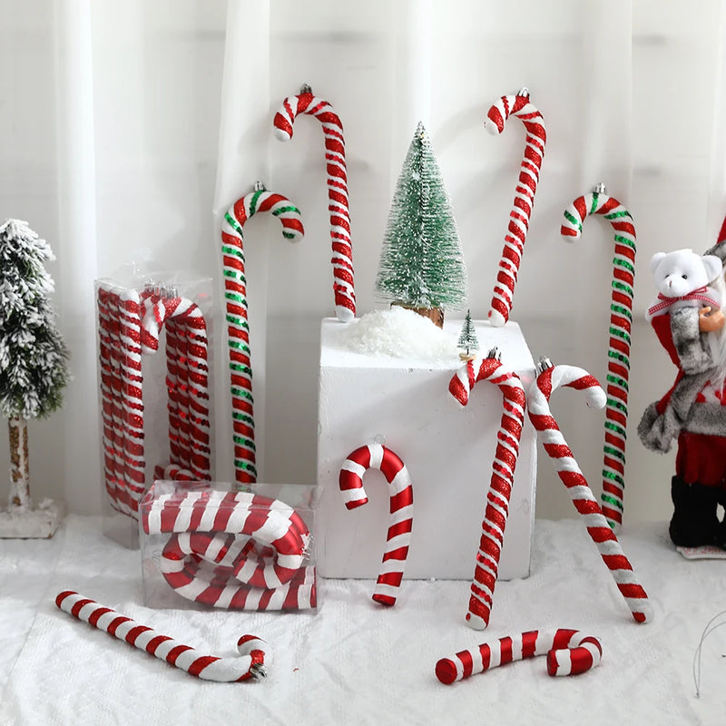 Enfeites de árvore de Natal em formato de doces, tamanho grande, bastões de doces pendurados, bolas de árvore de pirulito